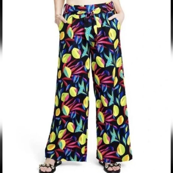 Tabitha Brown Linen 2-Piece Set Lemon Print Bardot and Wide Leg Pant - Picture 14 of 14